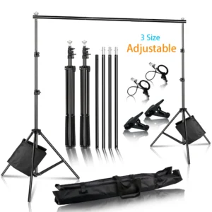 H94bb511fd2fc41dd9d2a7062b0dede7cF.webp Photography Backdrop Stand Kit with Carry Bag