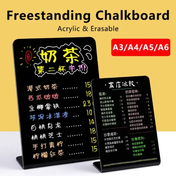 Erasable Acrylic Chalkboard Table Sign