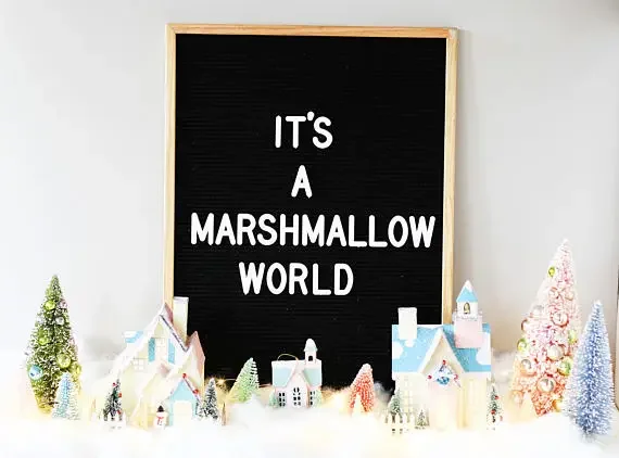 Black Felt Letter Board with Oak Frame
