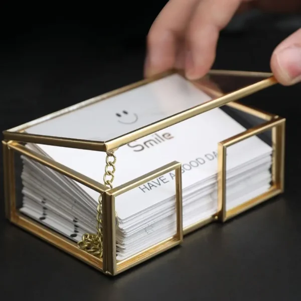 Gold Edge Glass Business Card Holder