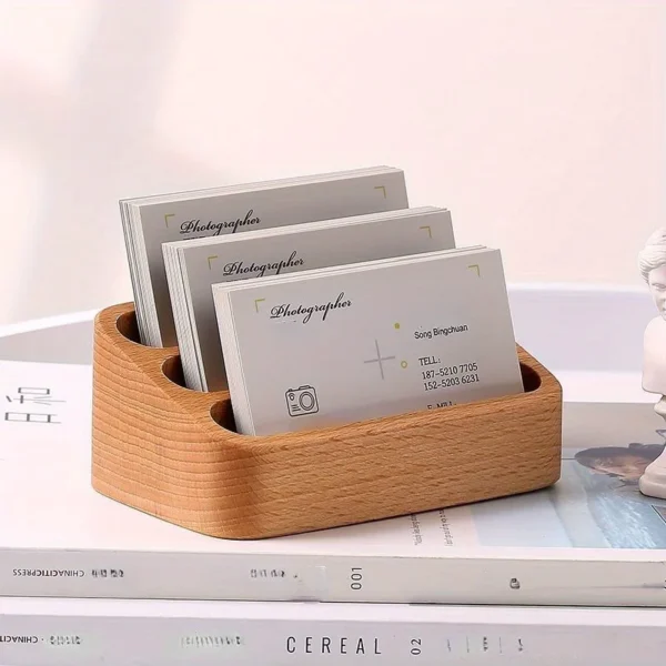 Wooden Desktop Business Card Stand