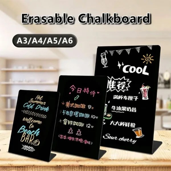 Erasable Acrylic Chalkboard Table Sign