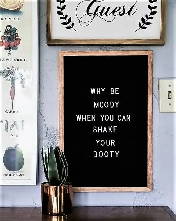 Black Felt Letter Board with Oak Frame